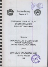 Image of Executive summary laporan akhir : pengelolaan sumber daya alam dan lingkungan hidup dengan pola kemitraan