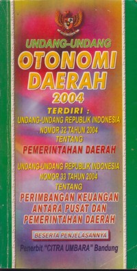 Image of Undang-undang otonomi daerah 2004 tentang pemerintahan daerah
