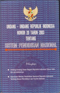 Image of Undang-undang republik Indonesia nomor 20 tahun 2003 tentang sistem pendidikan nasional