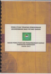 Penelitian terapan pengunaan geomembran bagi petani garam