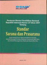 Peraturan menteri pendidikan nasional republik indonesia nomor 24 tahun 2007 tentang standar sarana dan prasarana